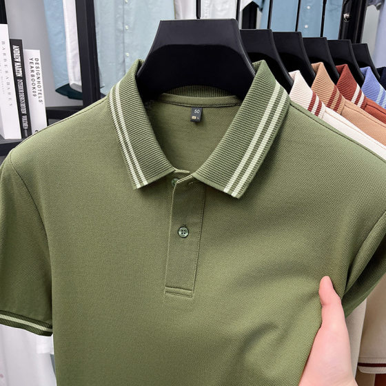 Summer 100 Long-staple Cotton Men's Polo Shirt Short-sleeved High-end Lapel T-shirt Men's Business Casual Men's high quality