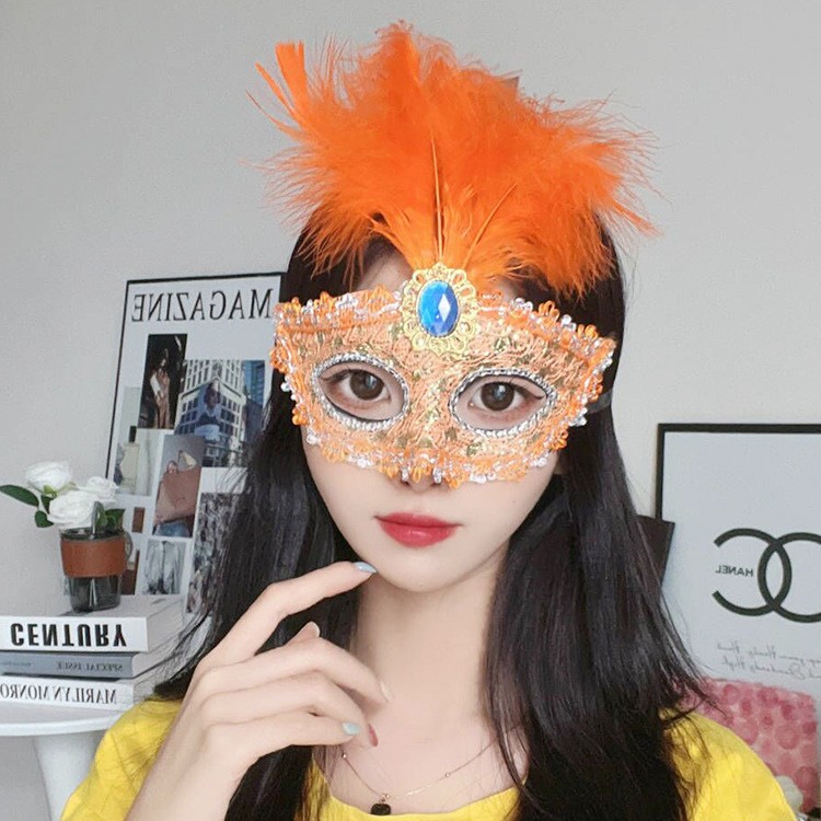 Princesa de media cara Máscara de plumas de estilo antiguo Masquerade Show Fotografía COS Artículos sexuales Suministros de Halloween