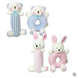 婴儿玩具熊兔婴儿摇铃套装 新生儿手摇铃棒 摇铃圈 毛绒布艺
