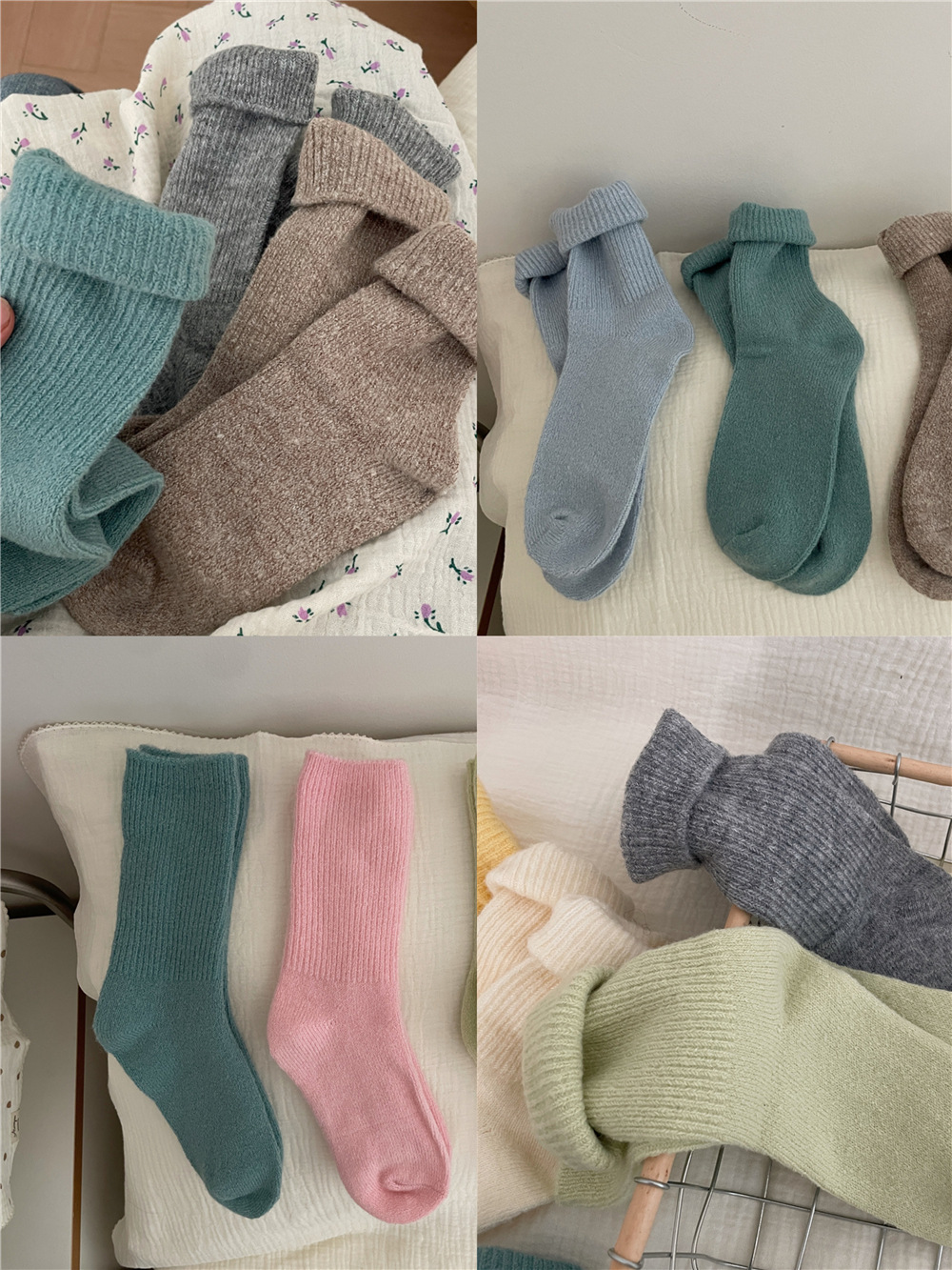 Women's Simple Style Solid Color Wool Polyacrylonitrile Fiber Crew Socks A Pair display picture 2