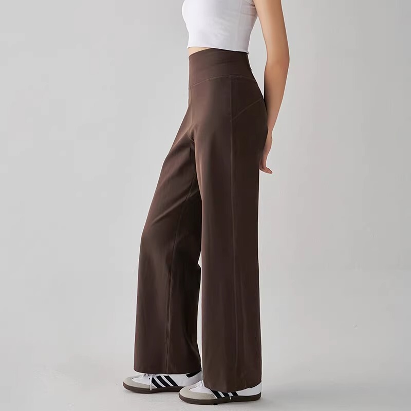 High Waist Sports Abdominal Loose Straight Pants for 2025 Spring and Summer Running Slimming with Pocket Naked Yoga Pants for Women High Waist Sports Abdominal Loose Straight Pants for 2025 Spring and Summer Running Slimming with Pocket Naked Yoga Pants for Women