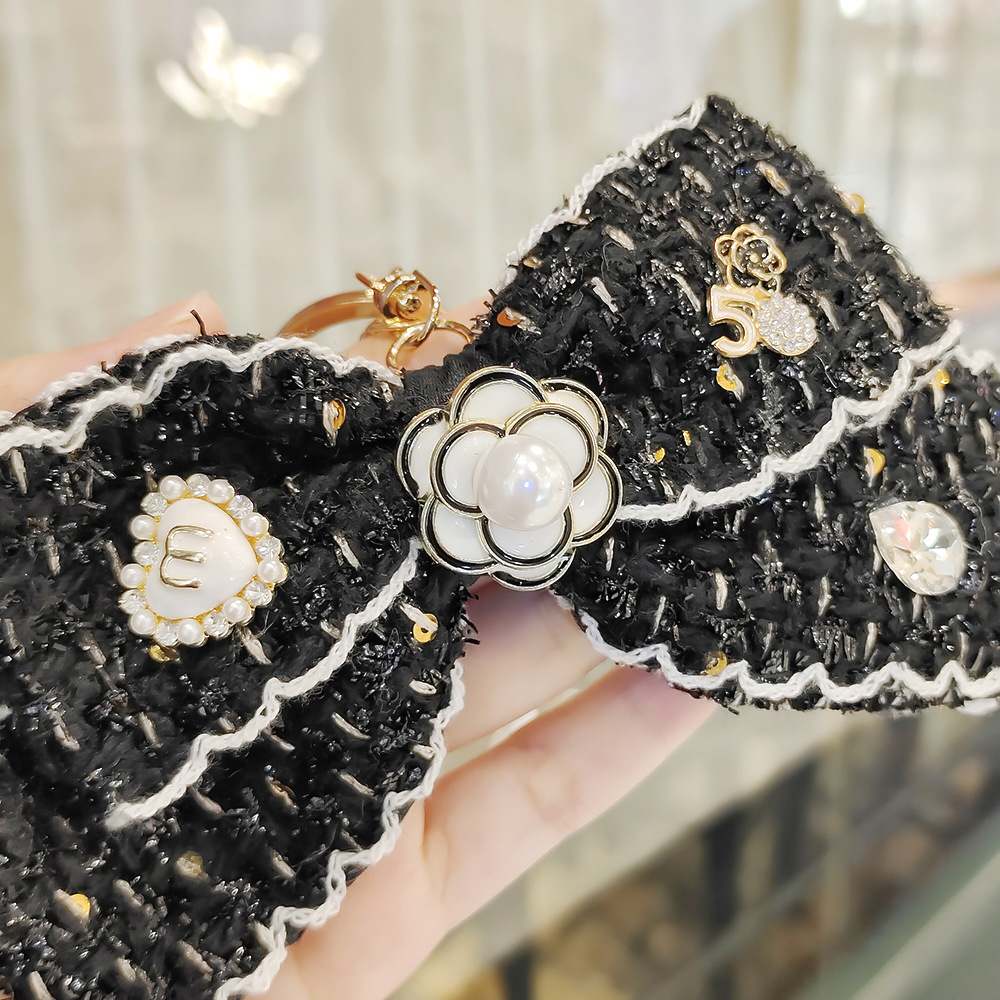 Porte-clés de luxe vintage avec pendentif nœud et perles_voghion.com