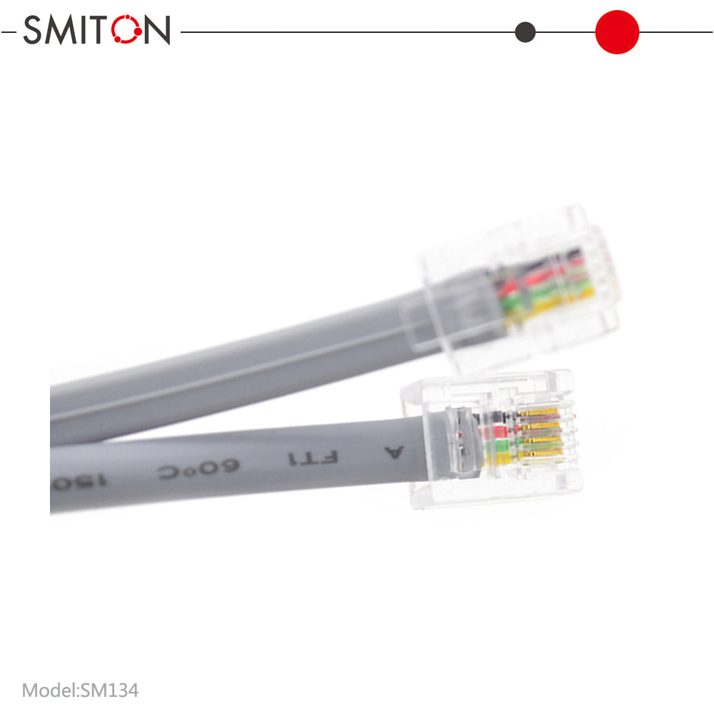 工厂直销 室内RJ11-6P4C电话线 扁平电话线 银灰2米电话线 导体铜