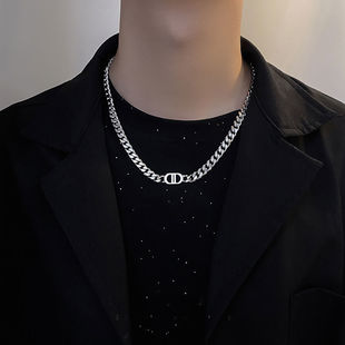 Cuban Necklace Men's Titanium Steel Color-free Retro High-end Hip-hop Niche Design Fashion Brand All-match Sweat Accessories