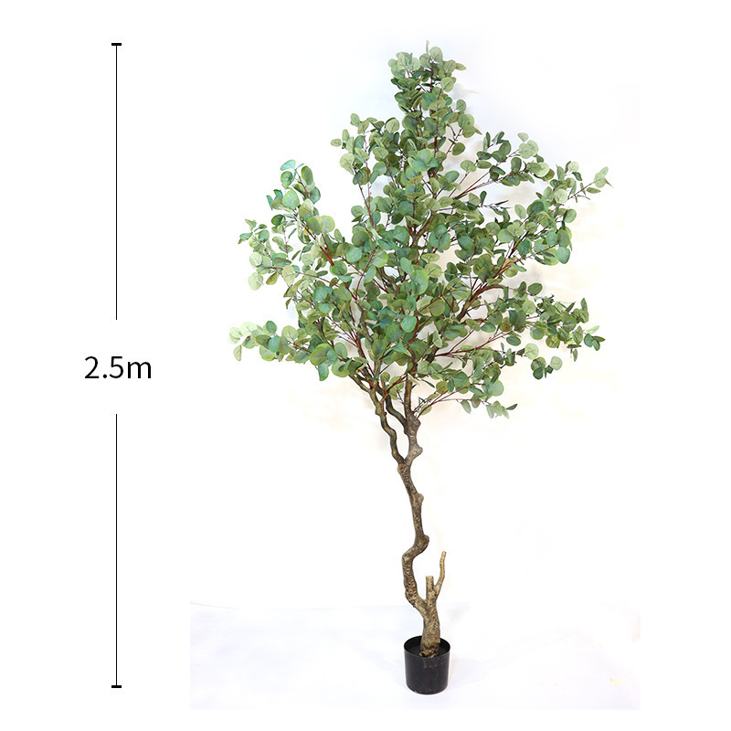 模擬緑の植物ユーカリ鉢植え家庭用床置き装飾品人工植物マネーリーフ盆栽装飾造花|undefined
