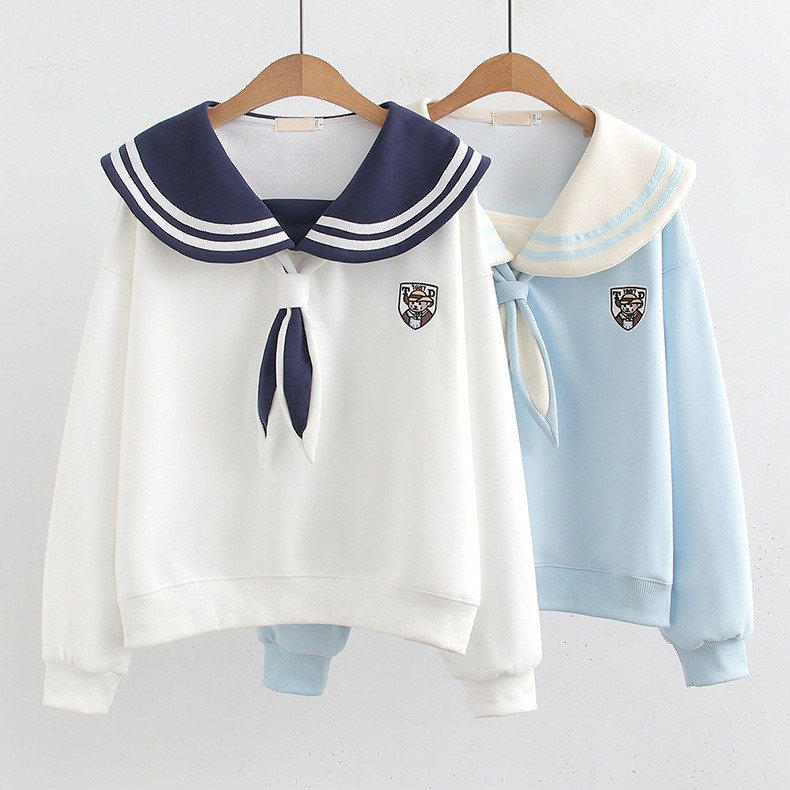 2025 spring new navy collar embroidery bear ladies pullover sweater women's top wholesale