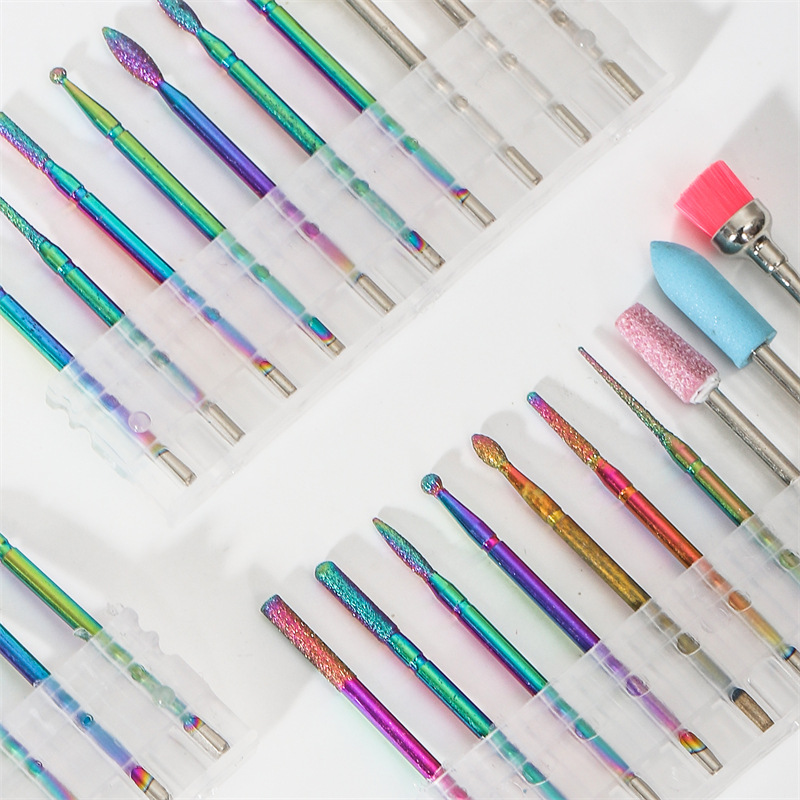 Cruzar la frontera dedicada galvanoplastia de acero de tungsteno traje de cabeza de pulido de uñas removedor de piel muerta herramientas de molienda de diamante 10 unidades