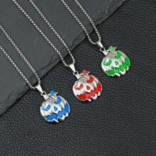 欧美万圣节鬼节配饰夜光南瓜吊坠夜晚发光鬼脸项饰独立站跨境热销