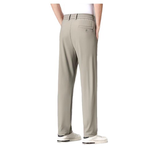 Trendy Milk Silk Summer Ice Silk Pants Breathable Elastic Men's Pants Slim Straight Leg Pants Athletic Pants Loose Casual Pants