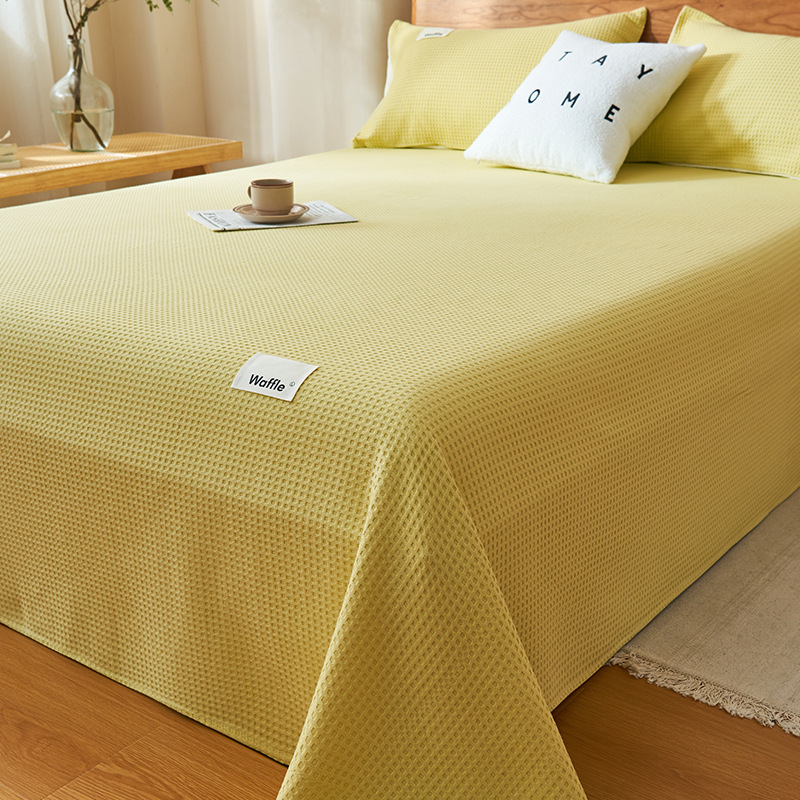 Una sábana de algodón waffle de categoría 1 pieza única 100 cubierta de cama de algodón pieza individual otoño e invierno tatami gruesa sábana pieza de tres piezas