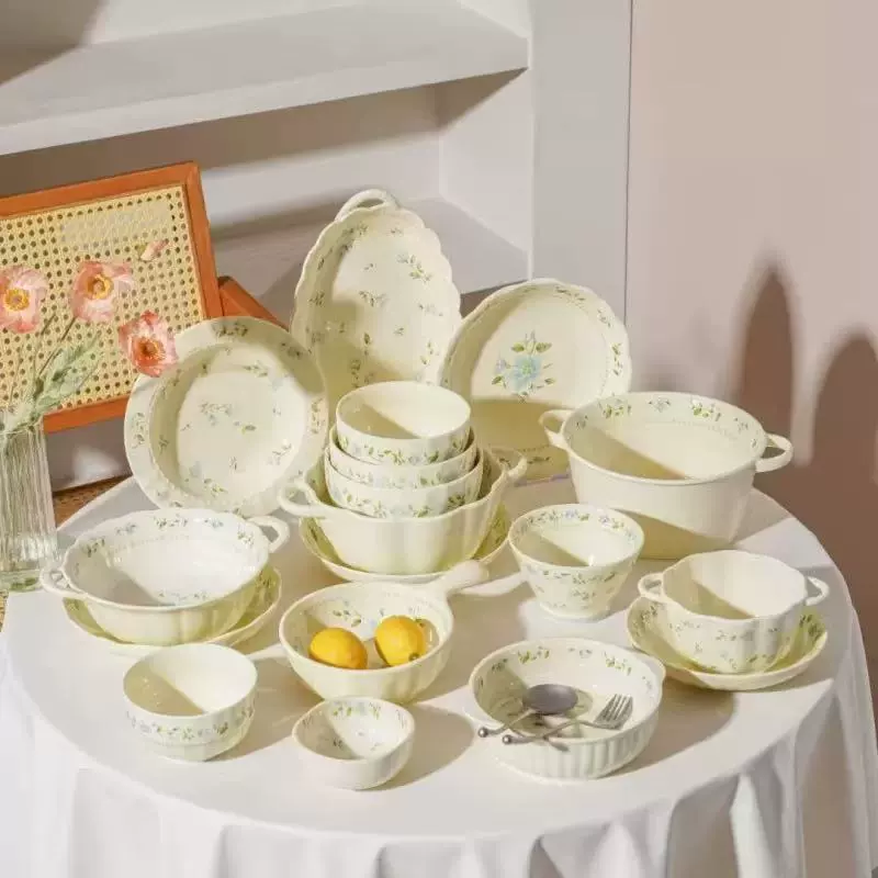 Cream high quality tableware, ceramic set, soup bowl