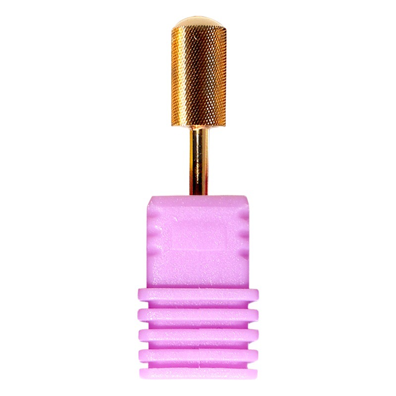 Cabeza de molienda de acero de tungsteno 5-en-1 Cabeza exfoliante de pretratamiento dorada Cabeza de molienda de cono recto Cabeza de herramienta de Arte de uñas Traje