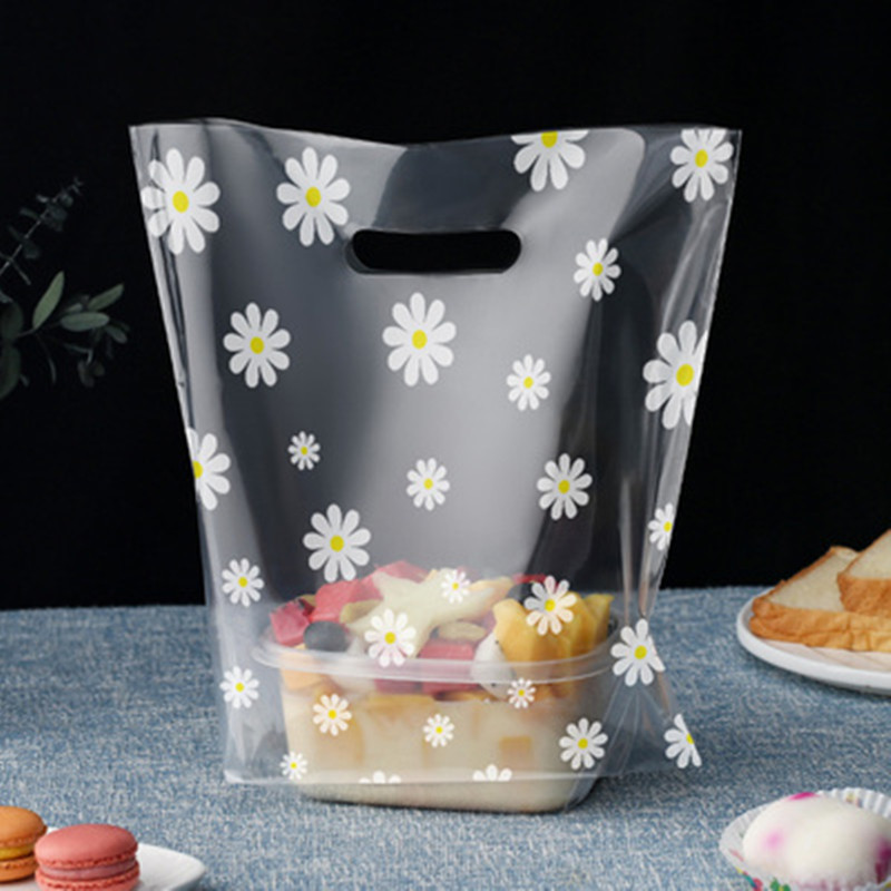 礼品手提袋外卖打包袋水果捞蛋糕烘焙包装袋子甜品塑料袋印制LOGO