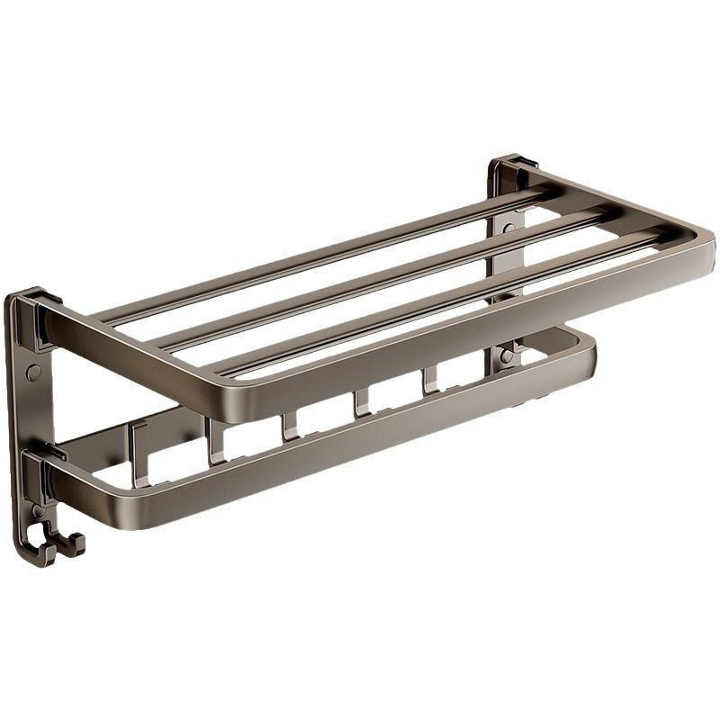 Rack de toallas ensanchado para estantes de baño doble plegable sin perforación tipo toalla de baño colgante integrada para baño image 6