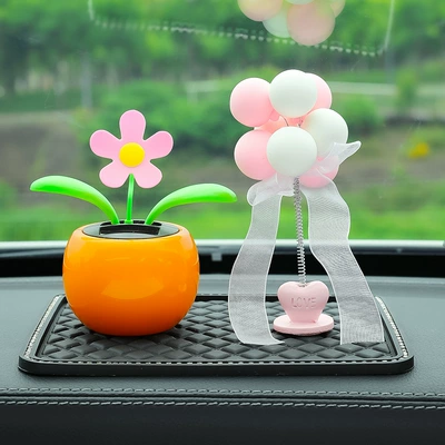 Car ornaments — automatic swing solar shaking - orange-sun-pollen-white-balloon-mat