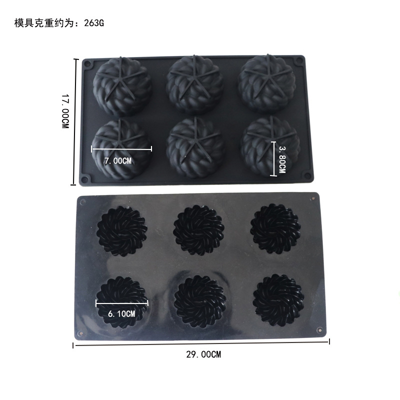 Molde de pastelería occidental para hornear 6 piezas Santa Anna flor fondant mousse molde de pastel suculento postre molde de silicona