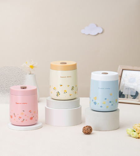 400ML Four Seasons Flower Language Vacuum Flask 304 Stainless Steel Insulated Cup Portable Vacuum Pot