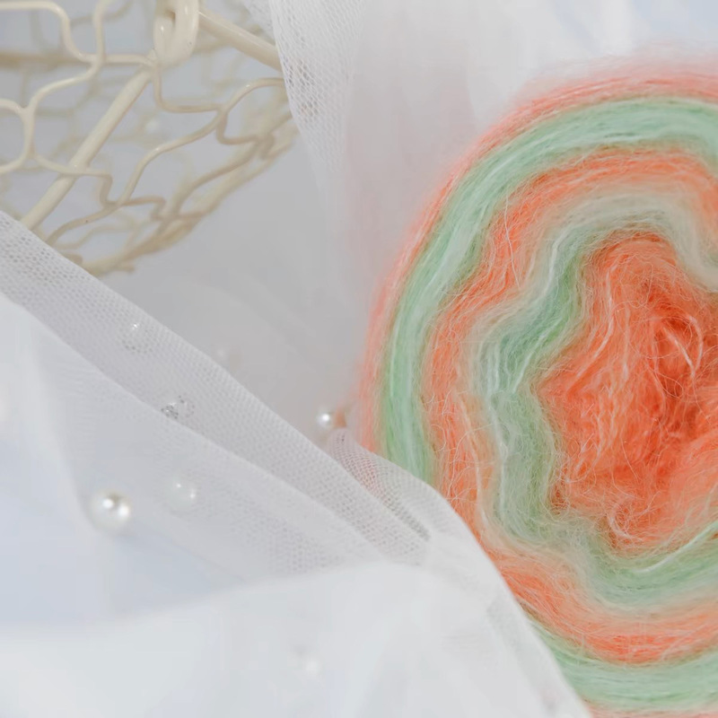 New Long Section Dyed Gradient Fine Mohair Small Chamomile Scarf Thread Dreamy Color Rainbow Cake Thread Batch