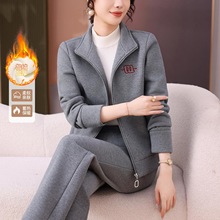 2025冬季新款运动套装女士时尚洋气显瘦加绒加厚保暖休闲服两件套
