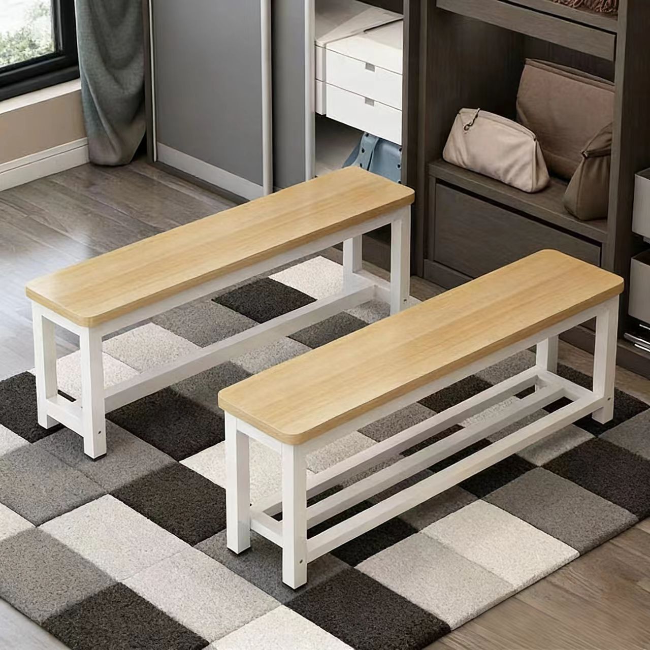 Long Bench for Home Use, Shoe Rack, Shoe-Changing Bench, Bedroom End-Of-Bed Bench, Gym, Bathroom, Changing Room, Rest Bench