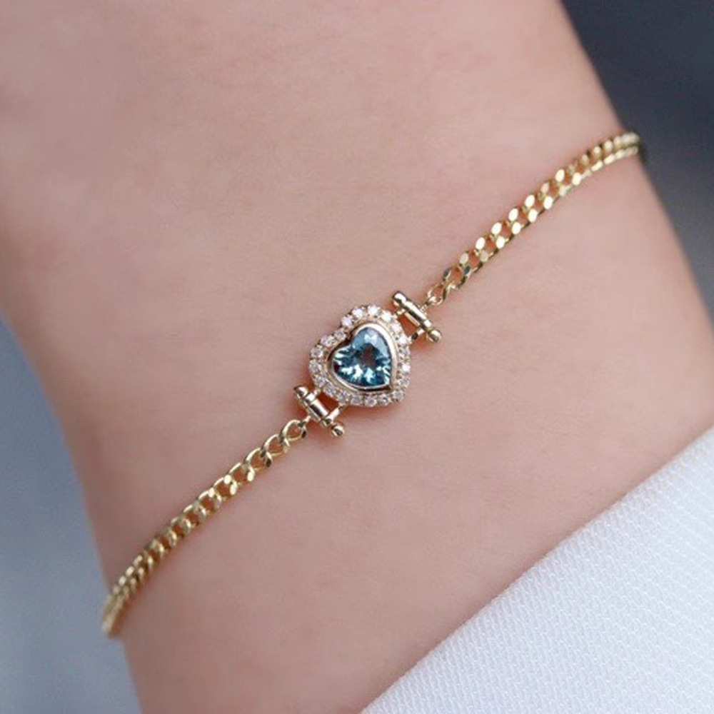 1 Piece 925 Sterling Silver Heart Shape 925 Sterling Silver Cuban Link Chain Curb Chain Bracelets display picture 4