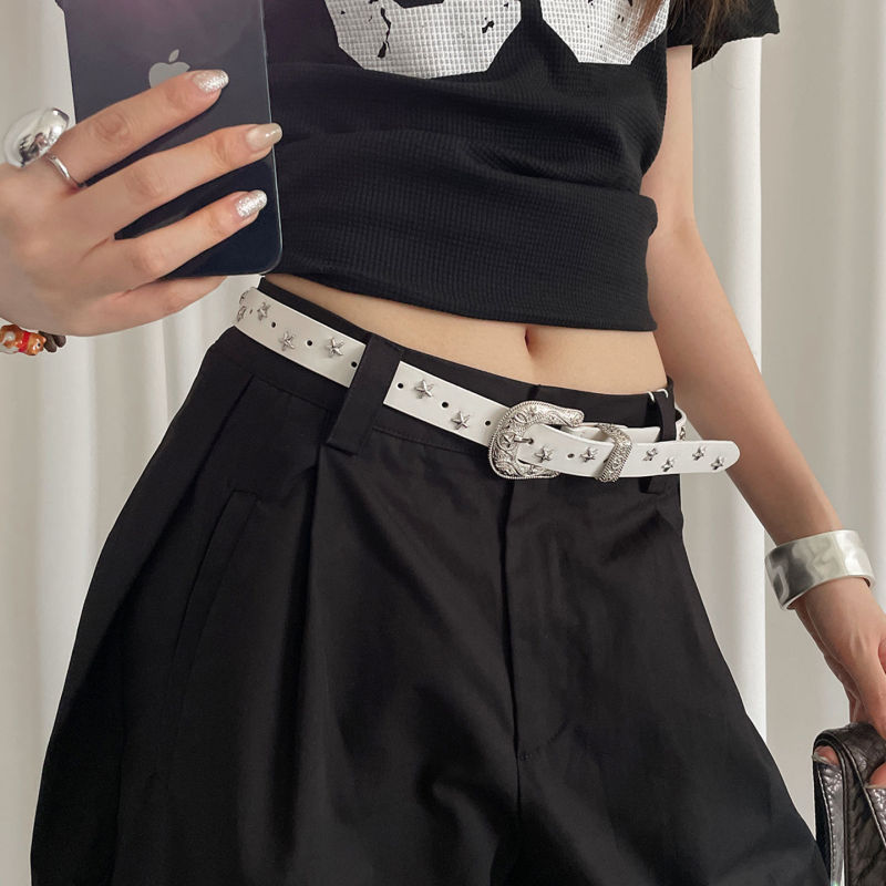 y2k小众铆钉腰带女设计感百搭裙子牛仔裤配饰菱形皮带高级感装饰|undefined