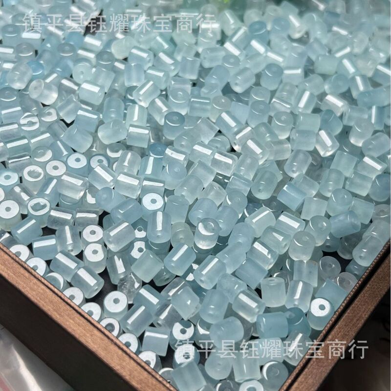 High ice sea blue royal color 6x6 ice blue barrel beads loose beads straight cut barrel beads DIY spacer beads accessories semi-finished products wholesale