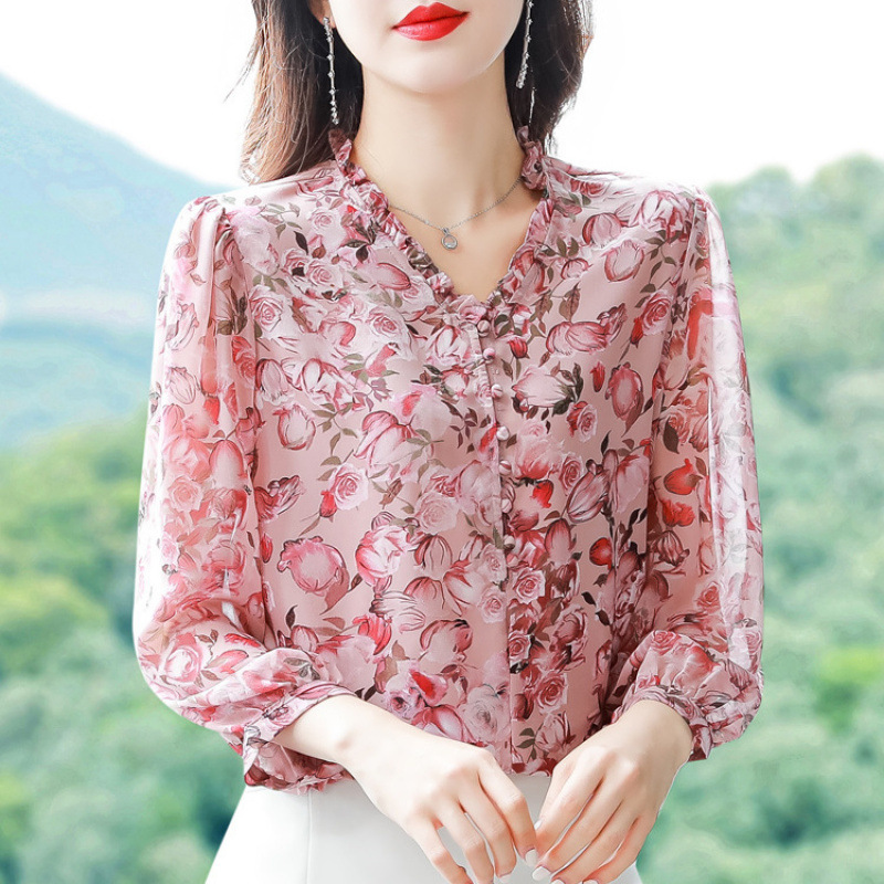 Shiffon thin summer elegant shirt for leisure