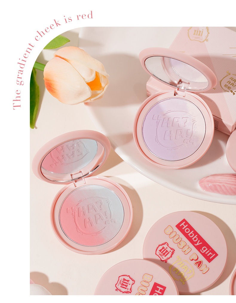 xixi's energetic summer gradient blush palette brightens up the natural nude makeup with a slightly tipsy blue and purple blush. Affordable blush for students undefined
