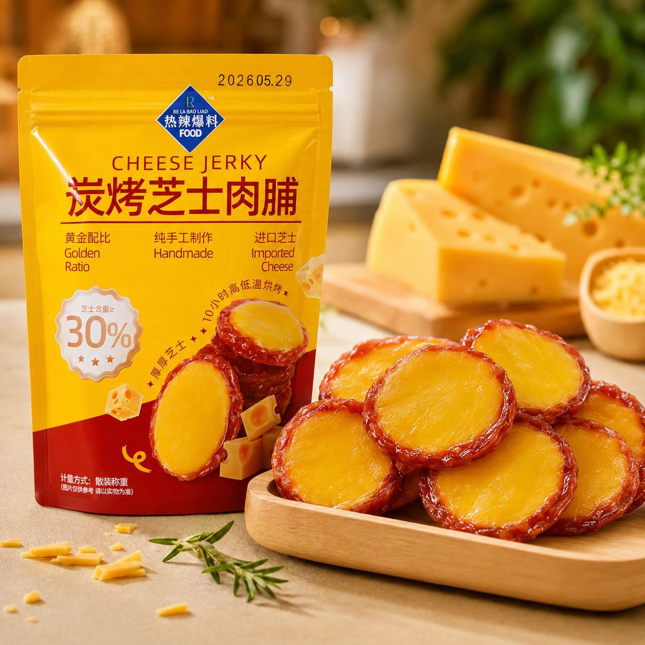 Super Delicious】Charcoal-Grilled Cheese Jerky High-Protein Bagged Ready-To-Eat Snacks for Binge-Watching and Satisfying Cravings, Wholesale