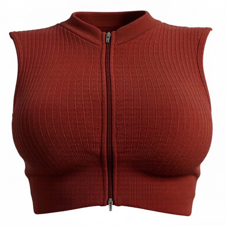 Chaleco de cremallera frontal sin costura, yoga de cuello alto, cintura abierta, hierro, delgado, delgado, acondicionamiento físico, chaqueta deportiva de secado rápido.