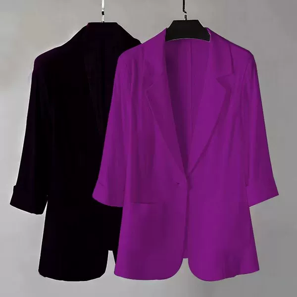 Three-quarter sleeve small suit---dark purple