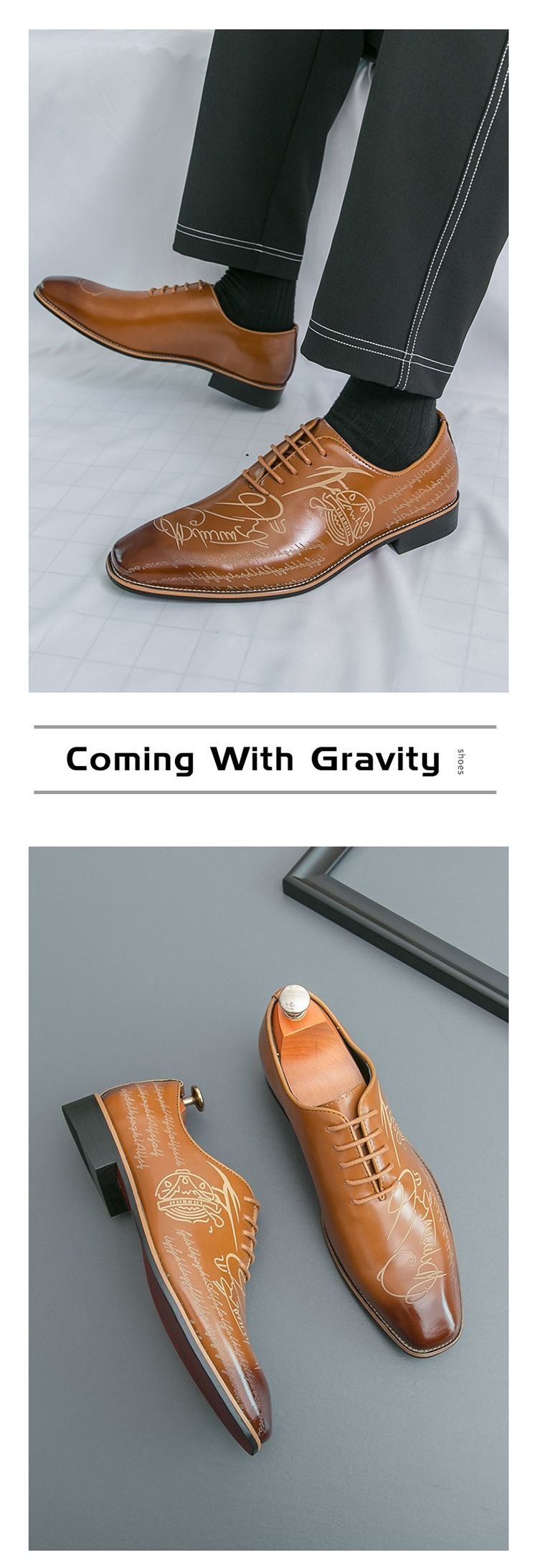 ShoeVault Nouvelles chaussures de ville et de mariage en cuir imprimé tendance et décontracté, style britannique, pointues, derby sculpté, pour hommes_voghion.com