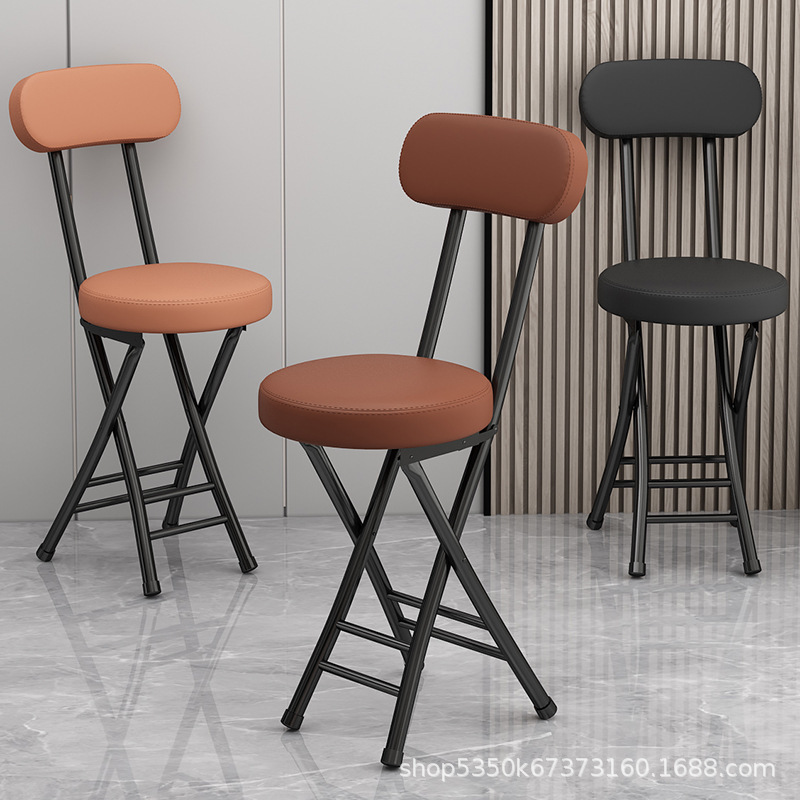Folding Chair for Home Use with Soft Backrest, Simple Desk Chair, Dormitory Folding Stool, Balcony Small Stool, Portable Round Stool Folding Chair for Home Use with Soft Backrest, Simple Desk Chair, Dormitory Folding Stool, Balcony Small Stool, Portable Round Stool