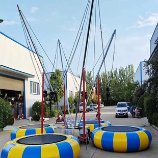 Square Stall Children's Playground Trampoline Trailer Inflatable Bouncy Castle Amusement Equipment Four-Person Bungee Jumping Mobile Portable