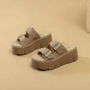 Birkenish Sandals 2025 New Summer Casual Beach Seaside Wear Increased Thick Bottom Belt Buckle I-shaped Slippers
