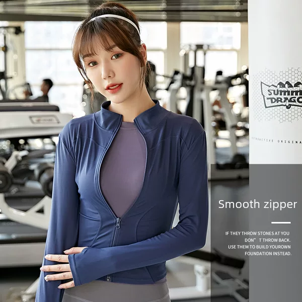 Juyitang Slim-Fitting Yoga Wear Long-Sleeved Women's Outdoor Stand-Up Collar Sports Fitness Running Jacket