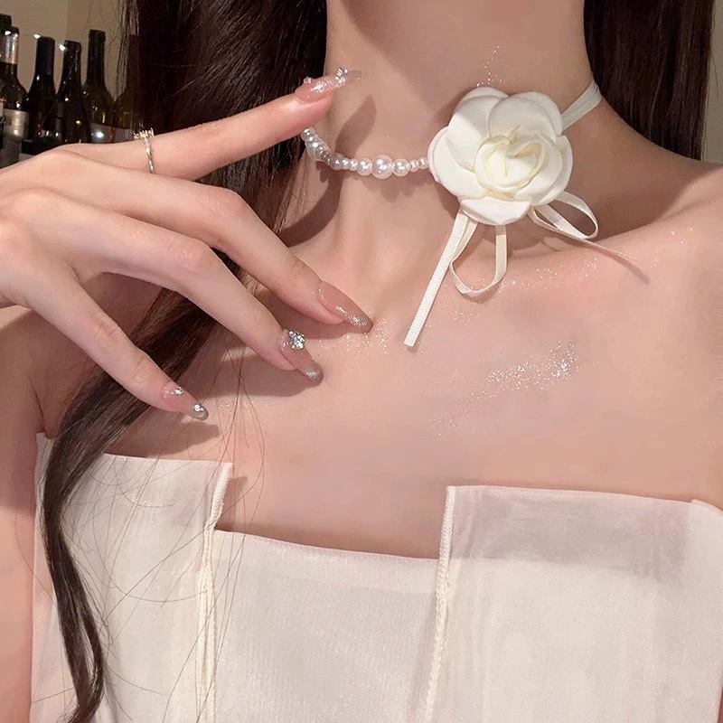 Mountain tea, necklace pearl, accessory, chain for key bag , belt, choker, flowered