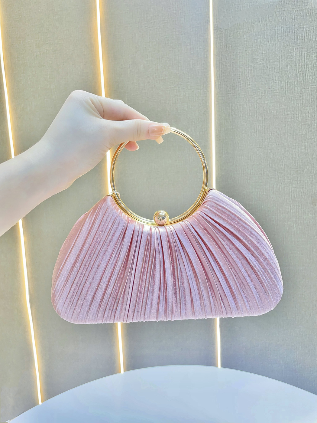 New Cross-Border Handbag Pleated Evening Bag Mini Clutch KTV Princess Socialite Banquet Single Shoulder Crossbody Tote Bag