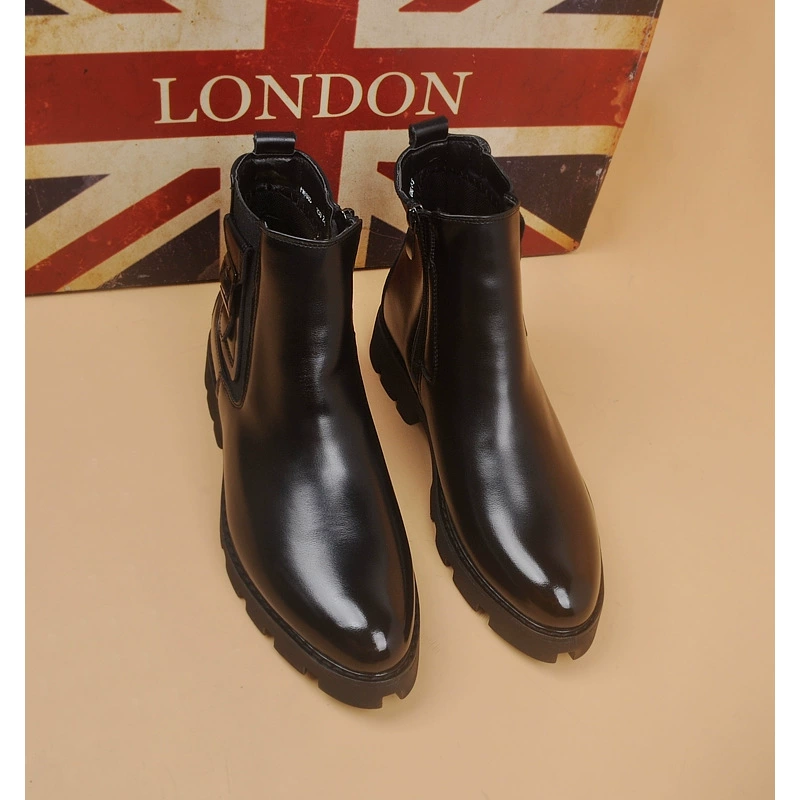 Кожаные сапоги мужские осенние и зимние мужские теплые высокие кожаные сапоги челси короткие сапоги моды сапоги на открытом воздухе