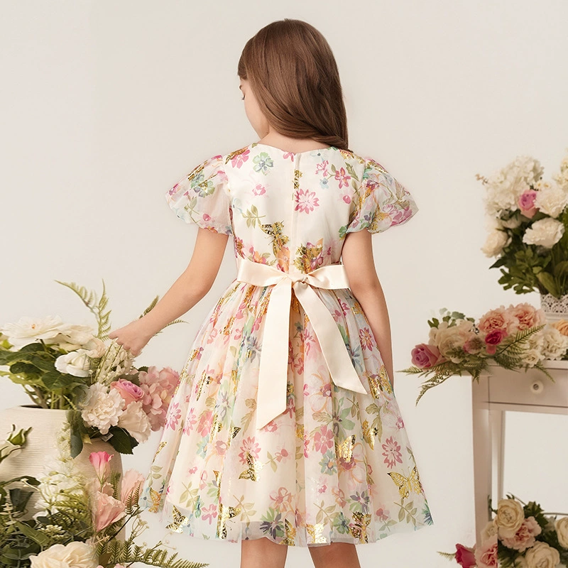 Маленький наряд принцессы, милое летнее платье, европейский стиль, западный стиль, рукава-фонарики, цветочное