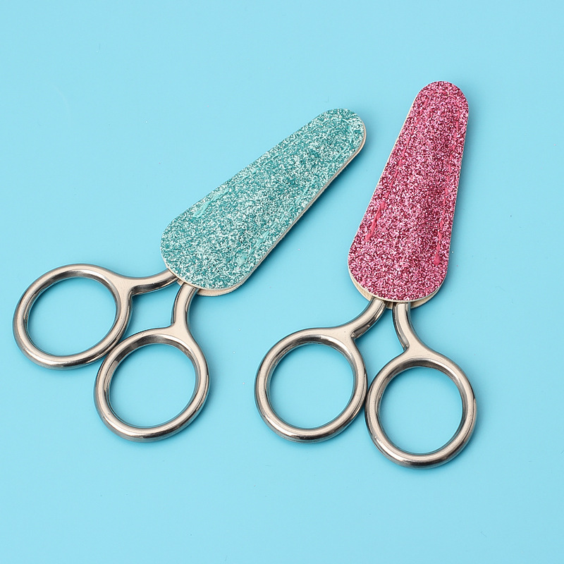 外贸专供超大手指圈剪刀不锈钢绣花剪含剪刀套 纱剪十字绣小剪刀