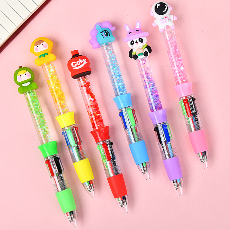 Caricatura de dibujos animados bolígrafo de cuatro colores bolígrafo creativo adorable bolígrafo multicolor bolígrafo multicolor bolígrafo para estudiantes