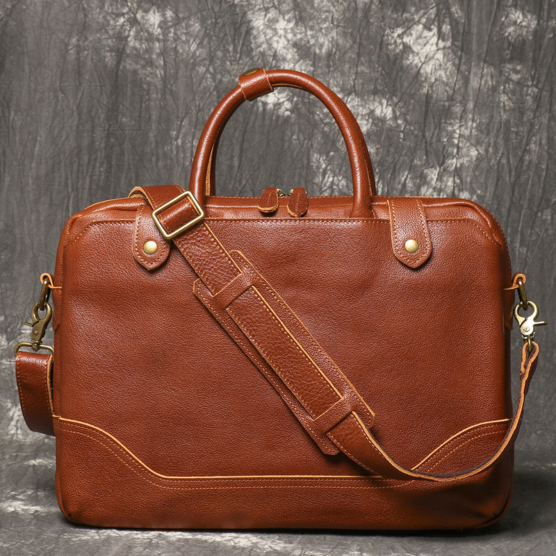 European and American Cross-Border Best-Selling Men's Genuine Leather Handbag Vegetable Tanned Leather Business Briefcase Cowhide Large Capacity Computer Bag European and American Cross-Border Best-Selling Men's Genuine Leather Handbag Vegetable Tanned Leather Business Briefcase Cowhide Large Capacity Computer Bag