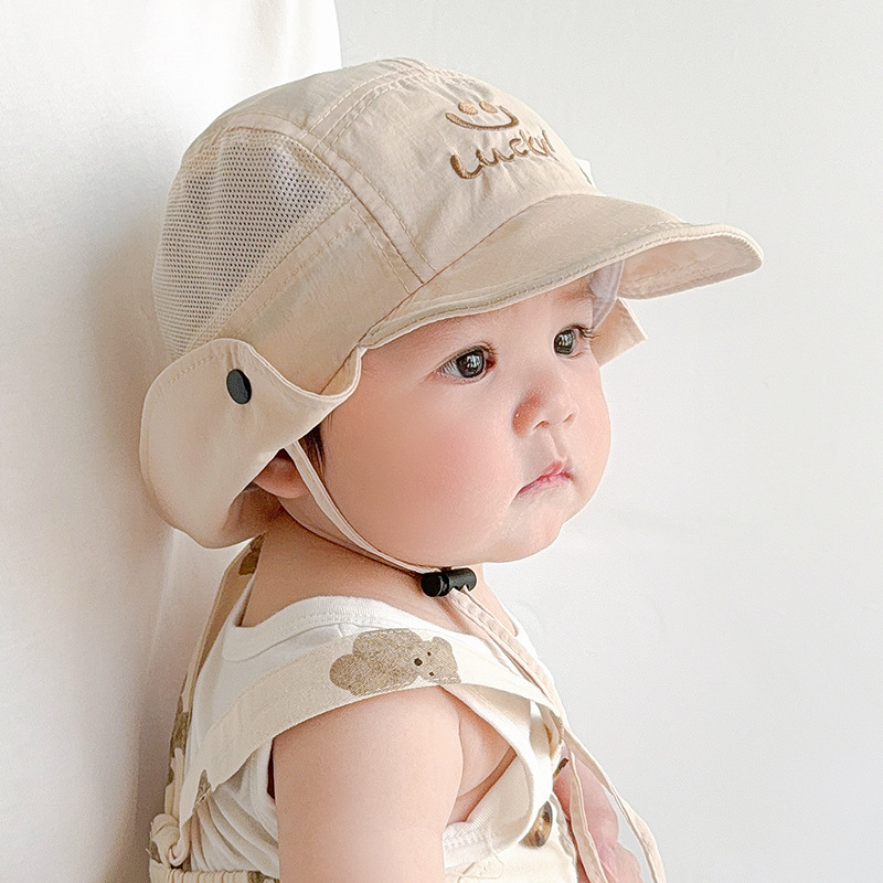 Sombrero de bebé estilo fino de verano, gorro de chal de secado rápido transpirable, gorro de visera para bebés, gorro de protección solar para niños y niñas