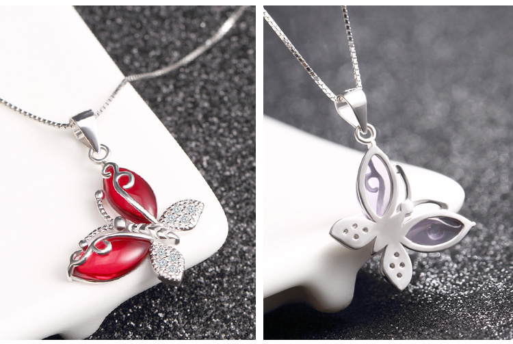 Korean Version Fashion Necklace Accessories S925 Silver Diamond Creative Butterfly Pendant display picture 2