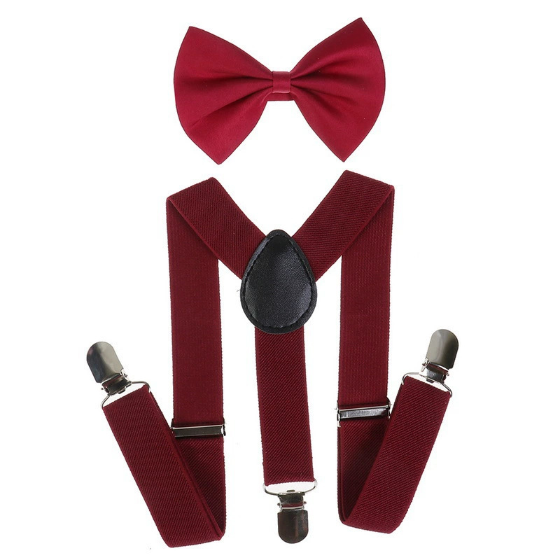 Children's 3-clip Y-shaped elastic shoulder strap+bow tie