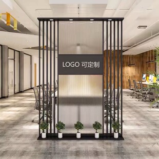 Modern Wrought Iron Glass Living Room Office Entrance Partition Wrought Iron Screen Company Workstation Front Desk Entrance Partition