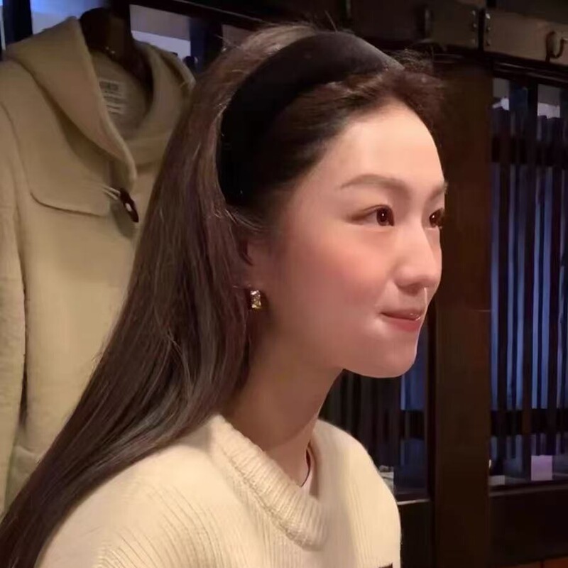 扁头天菜黑色宽边丝绒发箍女明星同款高颅顶显脸小发卡2025新款|undefined