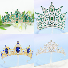 新款欧美新娘大皇冠巴洛克魔眼水钻生日王冠婚纱礼服配饰圆形皇冠